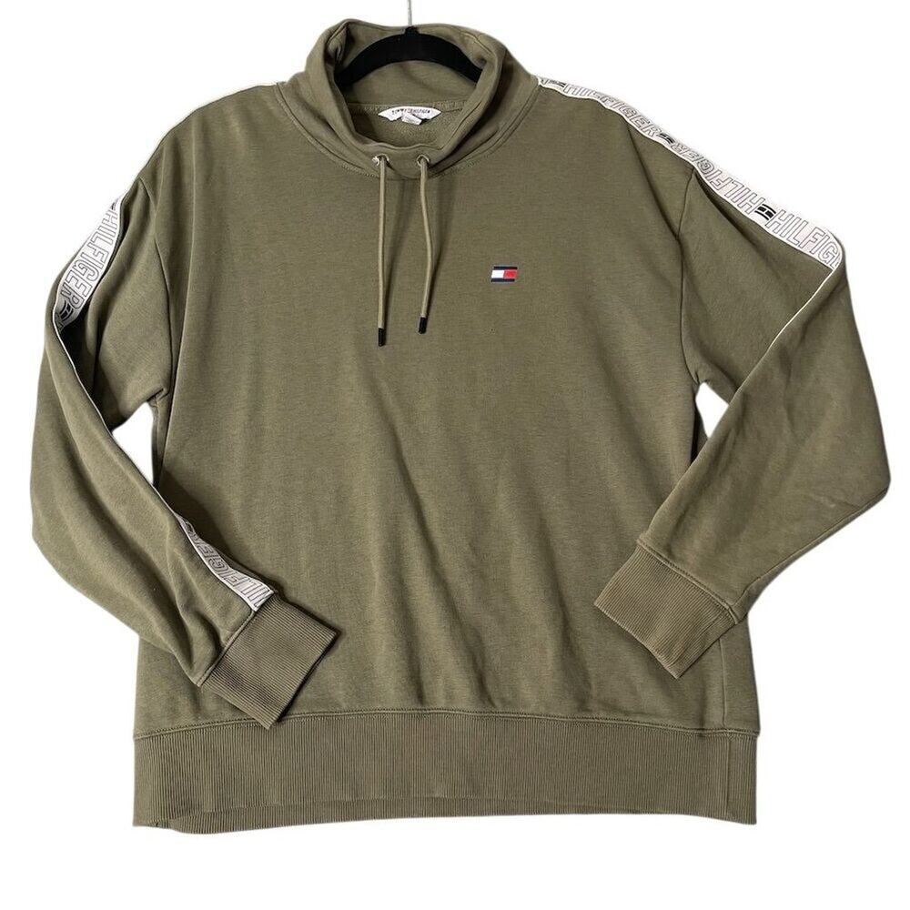 Tommy Hilfiger Vintage Men's Graphic Hoodie Green Pullover Size L
